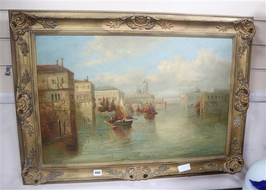 G. Luigi, oil on canvas, Venetian scene, signed, 49 x 74cm